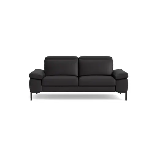 Sofa Braska - 2,5-Sitzer, inkl. Kopfstütze verstellbar, Leder, Anthrazit