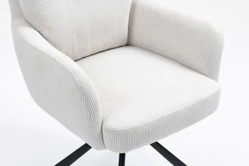 Armlehnstuhl - drehbar, Cord, Creme