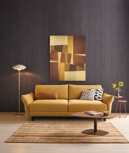 Sofa Fiolina - 3-Sitzer inkl. Schlaffunktion, Stoff, Senfgelb