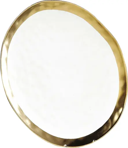 Platzteller- D ca. 38 cm, Porzellan, glasiert, Weiß, Gold