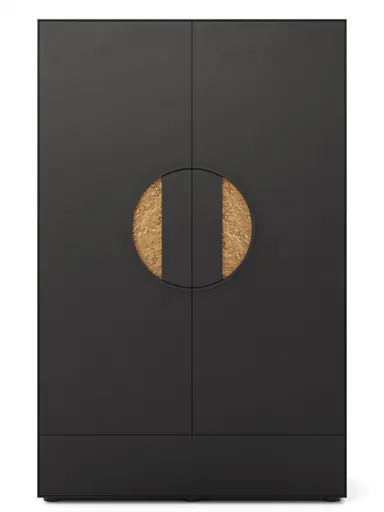 Highboard Jyn - BHT ca. 91x144x41 cm, Lack, Schwarz, Bodenstehend
