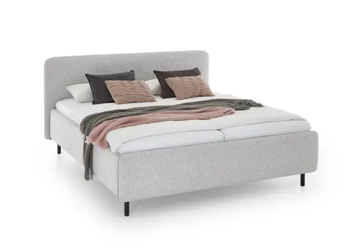 Polsterbett - Liegefläche ca. 180x200 cm, Absetzung Grau, Stoff, Hellgrau