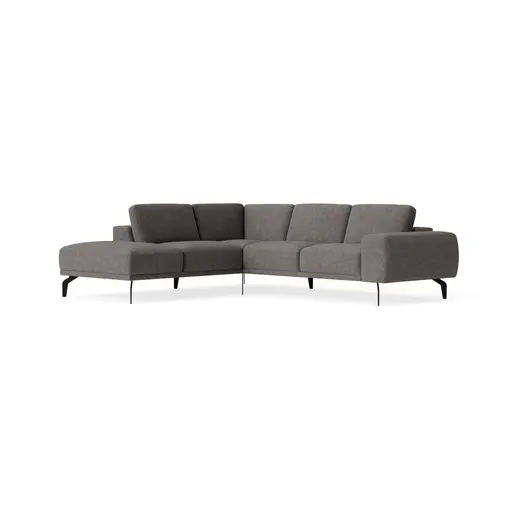 Ecksofa Benissa - Ecke und Abschlussteil mit 2,5-Sitzer rechts inkl. Rückenlehne verstellbar, Stoff, Dunkelgrau