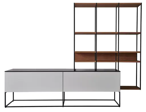 Wohnwand Catona - Lack matt, Weiß