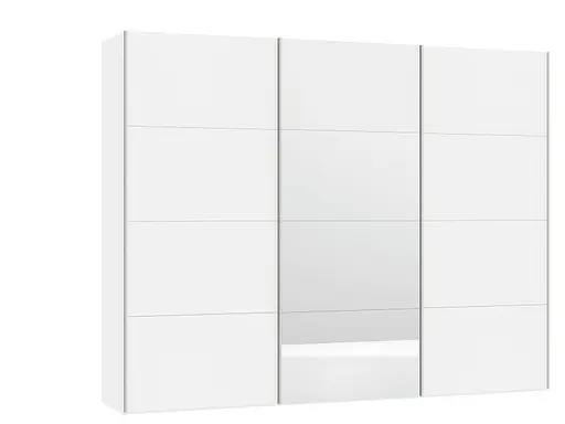 Schwebetürenschrank JOIN IT- B ca. 303 cm., Weiß, Glas, Weiß, Spiegel