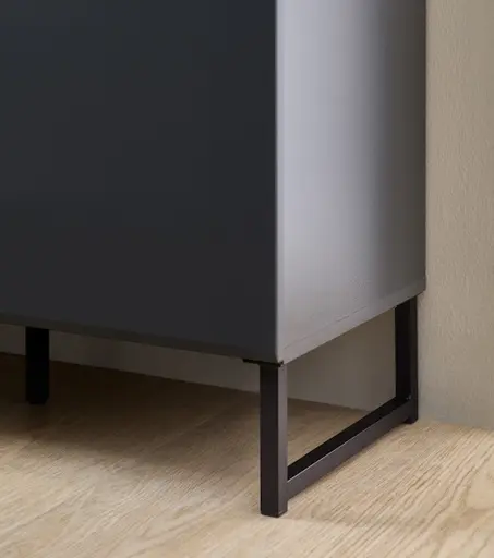 Sideboard - mit Beleuchtung, B ca. 174 cm, Graphit, Marmor Nachbildung hell