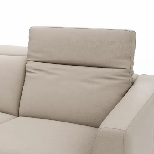 Ecksofa Rafaela 2.0 - Longchair mit 2,5-Sitzer rechts inkl. Sitzvorzug, Kopteilverstellung motorisch und Relaxfunktion motorisch im Longchair, Leder, Champagner