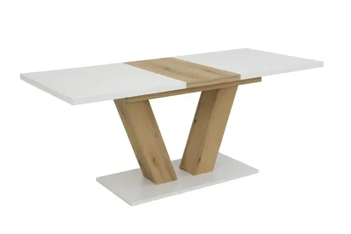 Esstisch - ausziehbar, LB ca. 140x90 cm, Weiß, Evoke Eiche Nachbildung