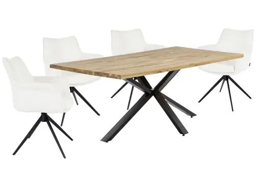 Armlehnstuhl MAIKE - drehbar, Stoff, Weiß