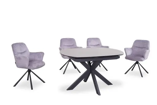 Esstisch MEGGIE - ausziehbar, LB ca. 130x100 cm, Keramik, Grau