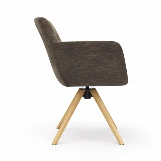 Armlehnstuhl Nashville - drehbar, Stoff, Dunkelbraun