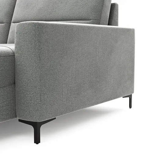 Wohnlandschaft Merlos H - Ecke links mit 2,5-Sitzer und Longchair rechts inkl. Relaxfunktion (motorisch), Stoff, Grau