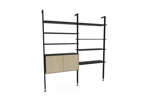 Regal Edge - B ca. 190 cm, Eiche, Weiß, Lack, Schwarz