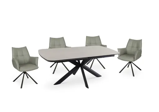 Esstisch MAXIE - ausziehbar, LB ca. 190x98 cm, Glaskeramik, Travertin farbig