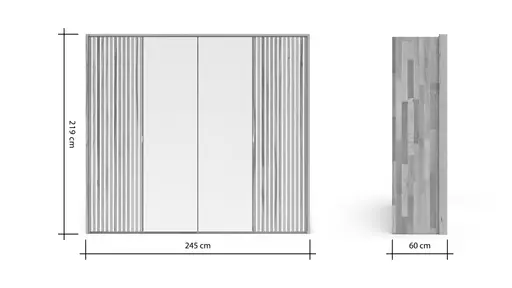 Drehtürenschrank Tigris - inkl. Passepartout, B. ca. 245cm, Kernbuche massiv, geölt