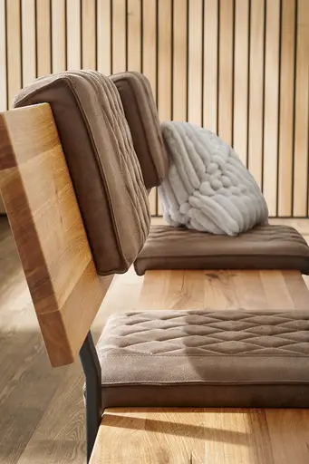 Holzbank Clifton - mit Rückenlehne, Breite ca. 200cm, Wildeiche massiv, natur