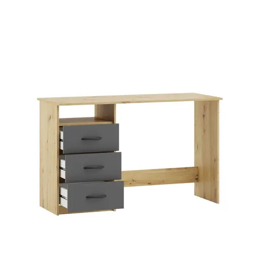 Schreibtisch - LB ca. 123x50 cm, Eiche Dekor, Anthrazit