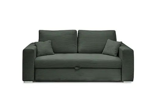 Sofa JORDEN 2 - 2,5-Sitzer inkl. Schlaffunktion mit Bettkasten, Stoff, Grün