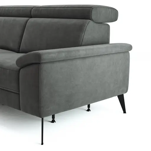 Ecksofa Anna - Longchair links mit 2,5-Sitzer inkl. Relaxfunktion (motorisch), Kopfteil verstellbar, Stoff, Stahl