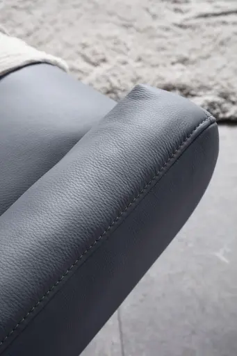 Einzelsessel Terni - Relaxfunktion, Sternfuss, Leder, Hellblau