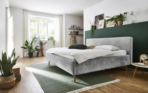 Polsterbett - Liegefläche ca. 180x200, Stoff, Grau