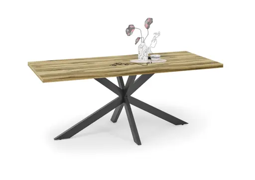 Esstisch - LB ca. 200x100 cm, Plankeneiche, Schwarz