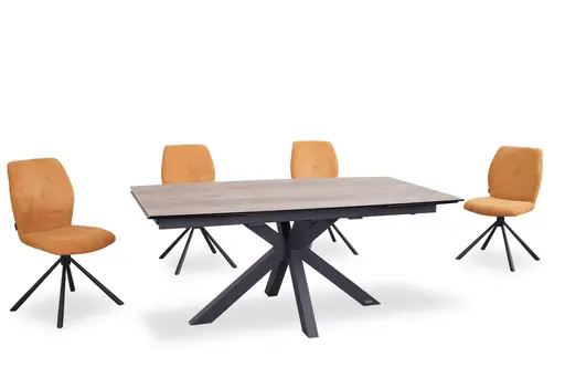 Stuhl MANOA - drehbar, Stoff, Senfgelb