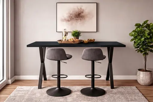Bartresentisch - LB ca. 140x90 cm, Schwarzstahl, Schwarz