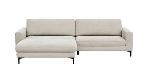 Ecksofa Oviedo - Longchair links mit 1,5-Sitzer, Stoff, Natur