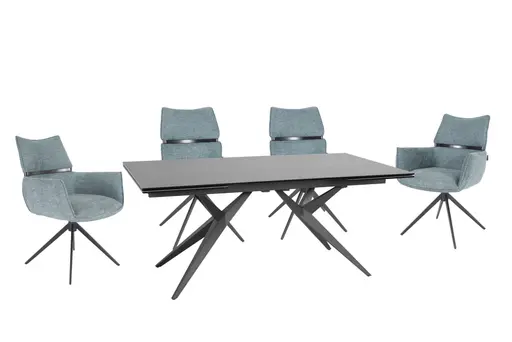 Armlehnstuhl MARJA - drehbar, Stoff, Türkis