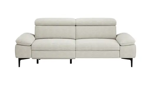 Sofa Felipa - 3-Sitzer inkl. Relaxfunktion (motorisch) und Kopfteil verstellbar, Stoff, Natur