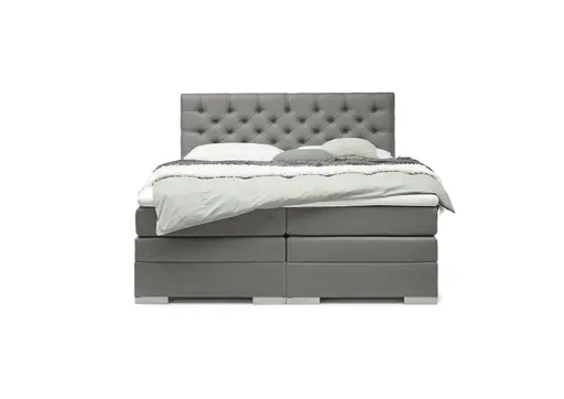Boxspringbett SANDRIN E- Liegefläche ca. 180x200 cm, Stoff, Taupe, inkl. Stauraum