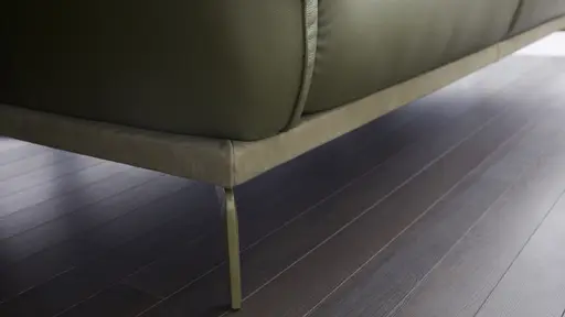 Sofa Amadena - 2,5-Sitzer inkl. Kopfteil verstellbar, Leder, Olive