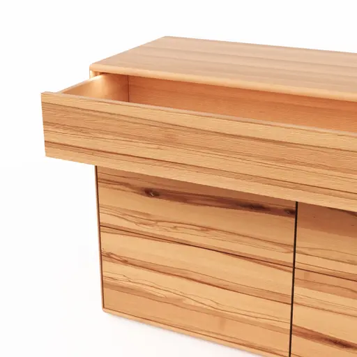 Sideboard Hillsboro - inkl. Beleuchtung, Buche/Kernbuche natur, geölt