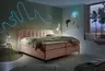 Boxspringbett HINDA- Liegefläche ca. 180x200 cm, Stoff, Altrosa, Bonell, Inkl. Topper