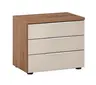 Nachtkonsole - mit 3 Schubkästen, B.ca. 58 cm, Eiche Dekor, Elfenbeinglas