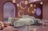 Ecksofa - 2-Sitzer mit Longchair rechts, Stoff, Offweiss