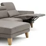 Ecksofa Hudson - Longchair links mit 2,5-Sitzer, inkl. Kopfteil/Armlehne verstellbar und Relaxfunktion (motorisch), Stoff, Steingrau