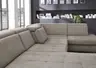 Wohnlandschaft - Longchair links mit 2,5-Sitzer und Ecke rechts, Sitztiefe verstellbar, Stoff, Granit
