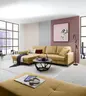 Ecksofa - Longchair links mit 3-Sitzer, Schlaffunktion, Stoff, Senfgelb