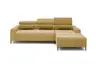 Ecksofa - 2-Sitzer mit Longchair rechts, Sitztiefe verstellbar motorisch/Kopfteil verstellbar, Stoff, Senfgelb