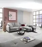Ecksofa - 3-Sitzer mit Longchair rechts, Stoff, Eisengrau