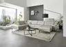 Wohnlandschaft - Ecke links mit 2,5-Sitzer und Longchair rechts, Kopfteil verstellbar, Leder, Alufarben