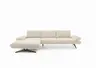 Ecksofa - Longchair links mit 2,5-Sitzer, Kopfteil/Armlehne verstellbar, Stoff,Graubeige