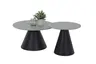Couchtisch - 2er Set, Marmoroptik grau matt, Schwarz