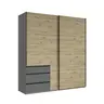 Schwebetürenschrank- B ca. 200 cm, Graphit, Eiche Dekor