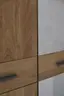 Drehtürenschrank Lenoso - B. ca. 306 cm, Eiche massiv, Glas, Champagner