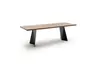 Esstisch 3100 - LB ca. 220x100 cm, Nussbaum Massiv, Stahlwange geneigt, Schwarz