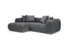 Ecksofa - Longchair links mit 2-Sitzer, Stoff, Anthrazit