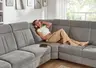 Ecksofa - 3-Sitzer mit Ecke rechts, Schlaffunktion mit Bettkasten, Stoff, Grau